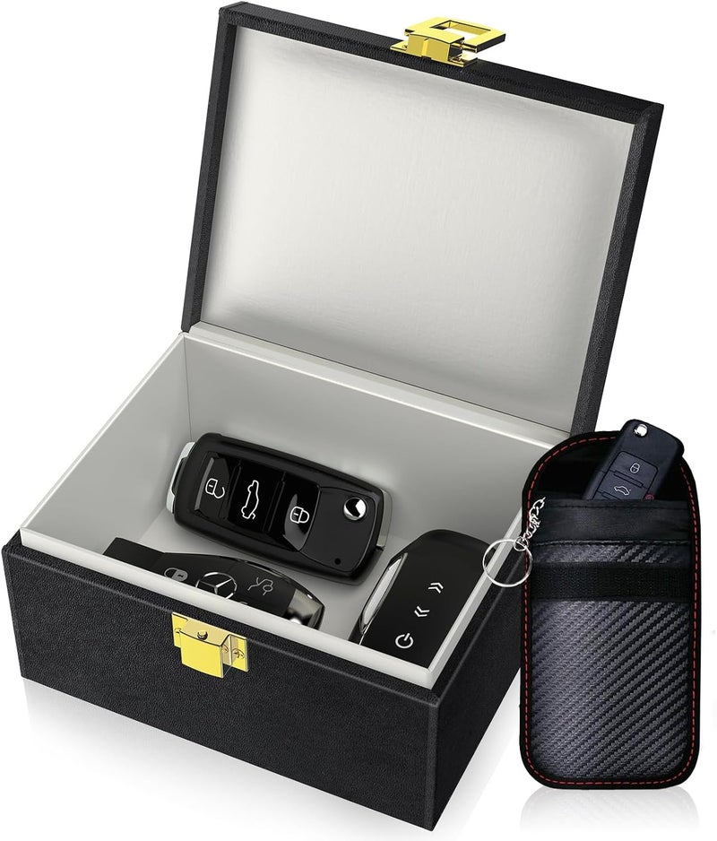 Samfolk Faraday Box with Faraday Bags for Car Keys, Car Key Signal Blocking Box, Keyless Entry Car Key Safe Protector Anti-Theft Shielding Cage (Small) - Image 1